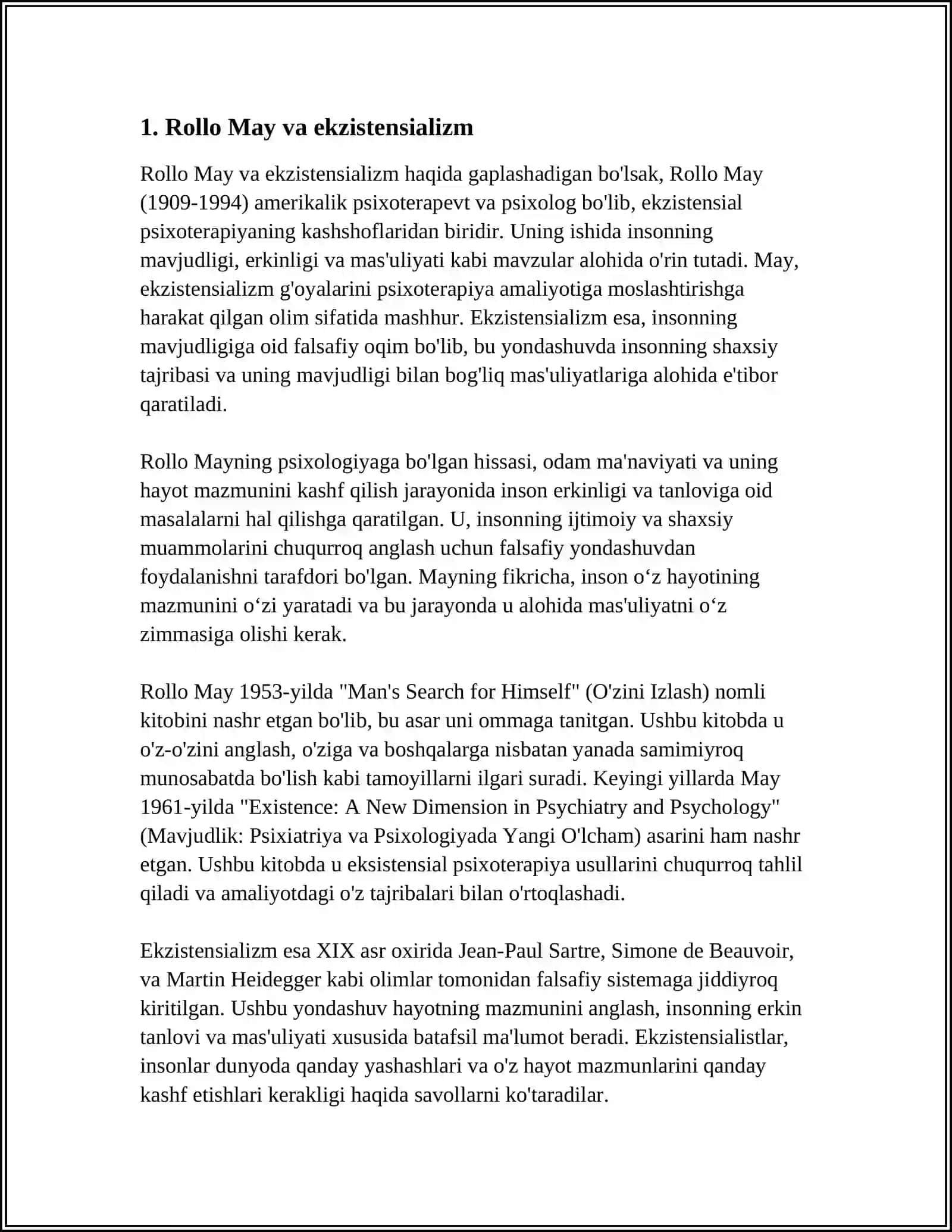 ROLLO MEYANING EKZISTINSIANAL YONDOSHUVLARI 3