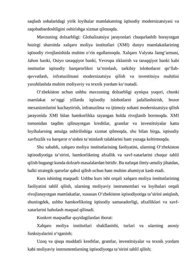 XALQARO MOLIYA INSTITUTLARI VA ULARNING IQTISODDAGI ROLI 3