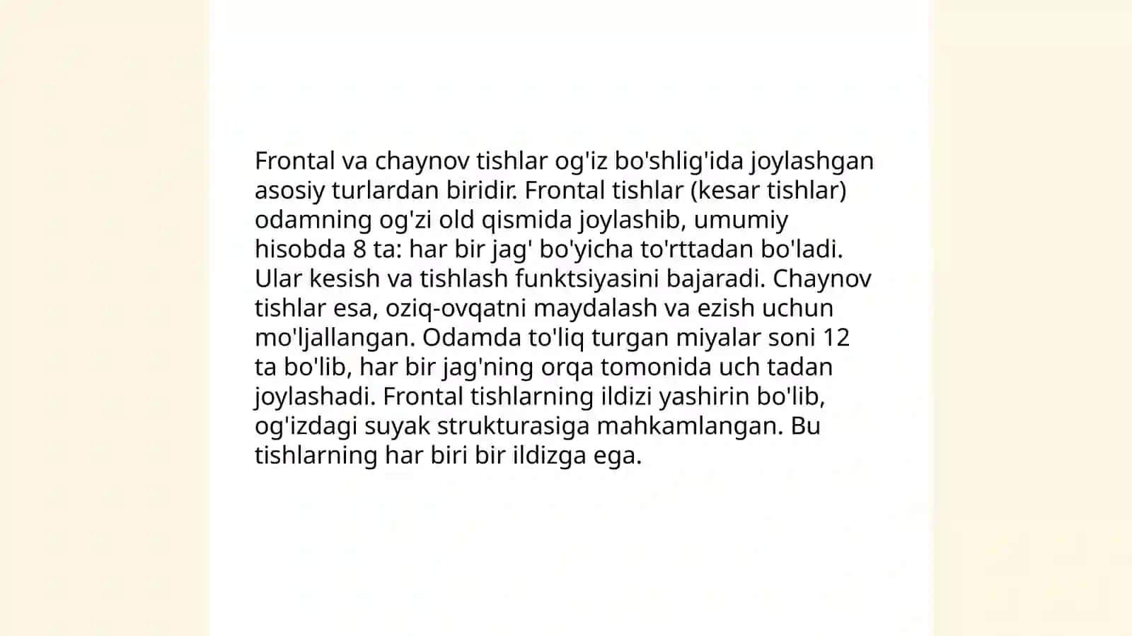 Frontal va chaynov tishlar 3