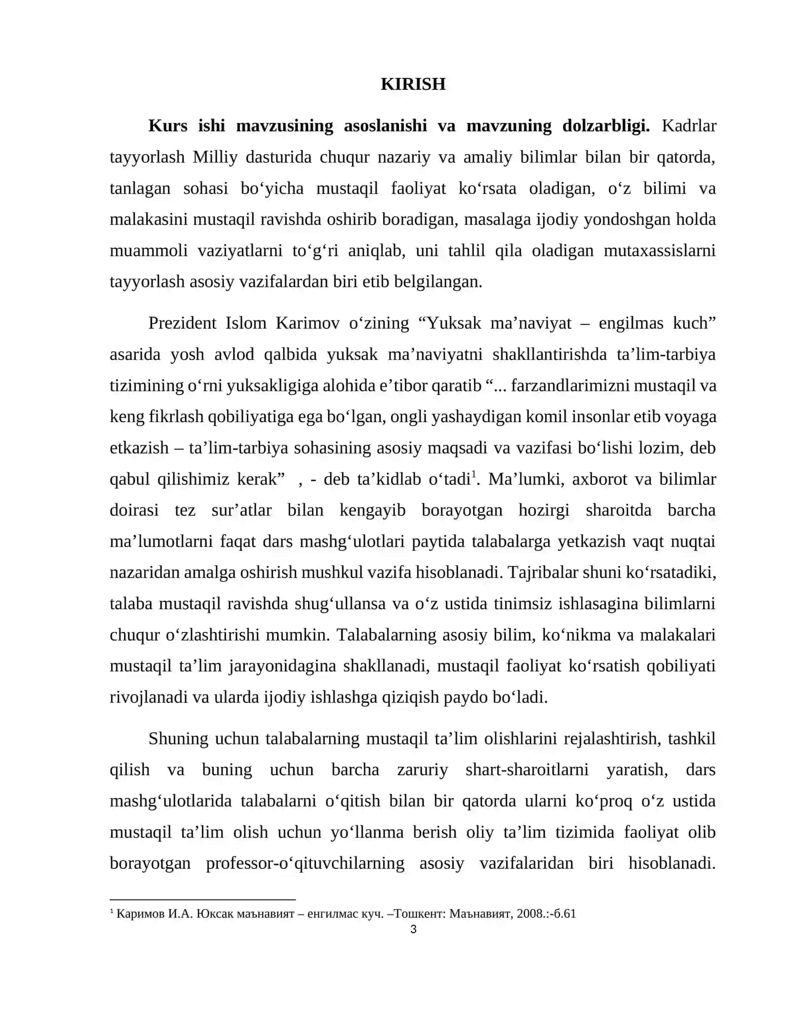 TARIXIY BILIMLARNI SHAKLLANTIRISHDA MUSTAQIL TA'LIMNI TASHKIL ETISH METODIKASI 3