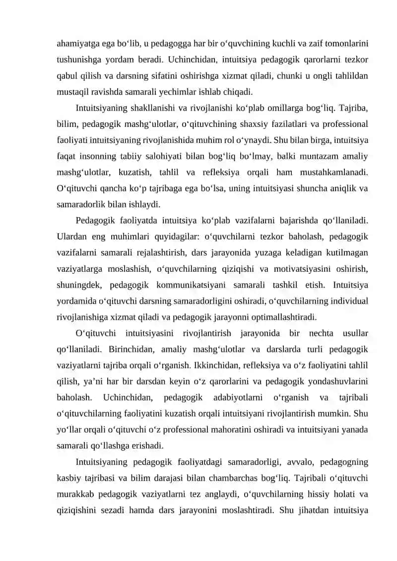Intuitsiya, zehn va pedagogik tafakkur 3