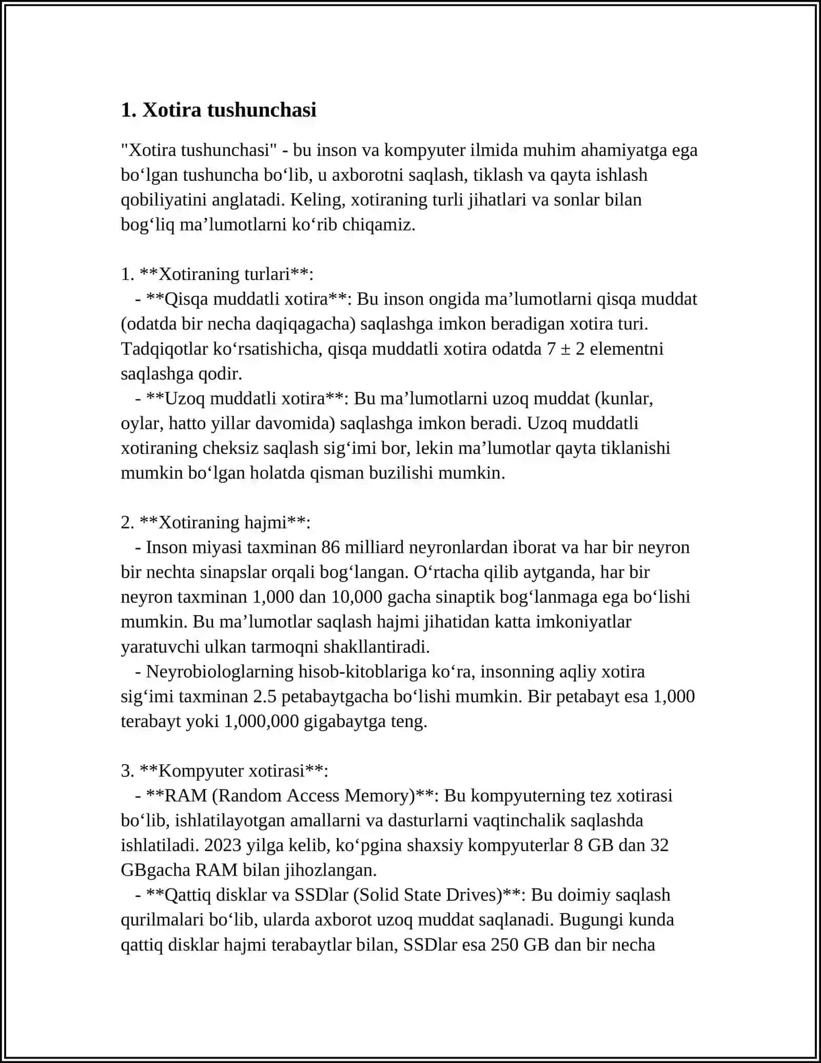 XOTIRA HAQIDA TUSHUNCHA UNING NERV-FIZIOLOGIK ASOSLARI 3
