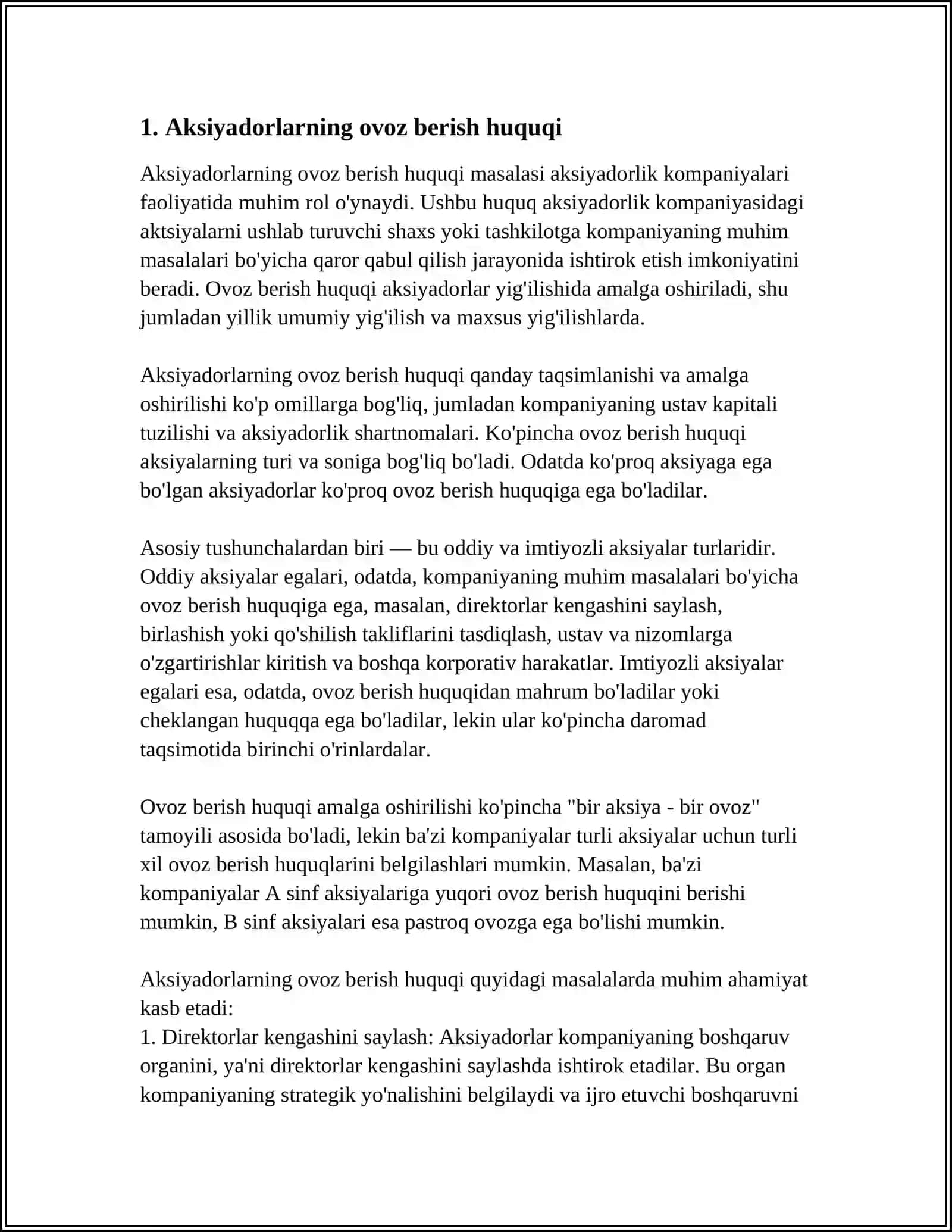 AKSIYADORLAR XUQUQLARI 3