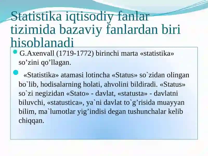 Statistikaningpaydo boʻlish tarixi 3