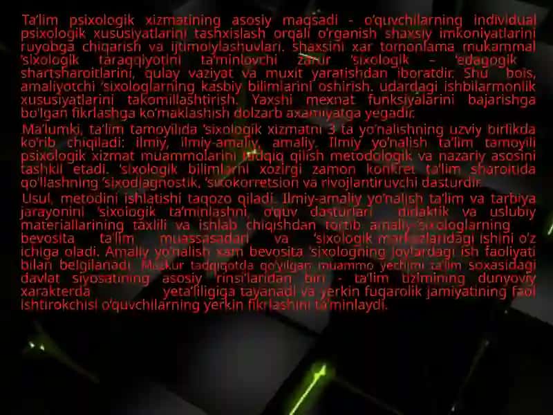 O’qituvchi Psixologiyasi 3