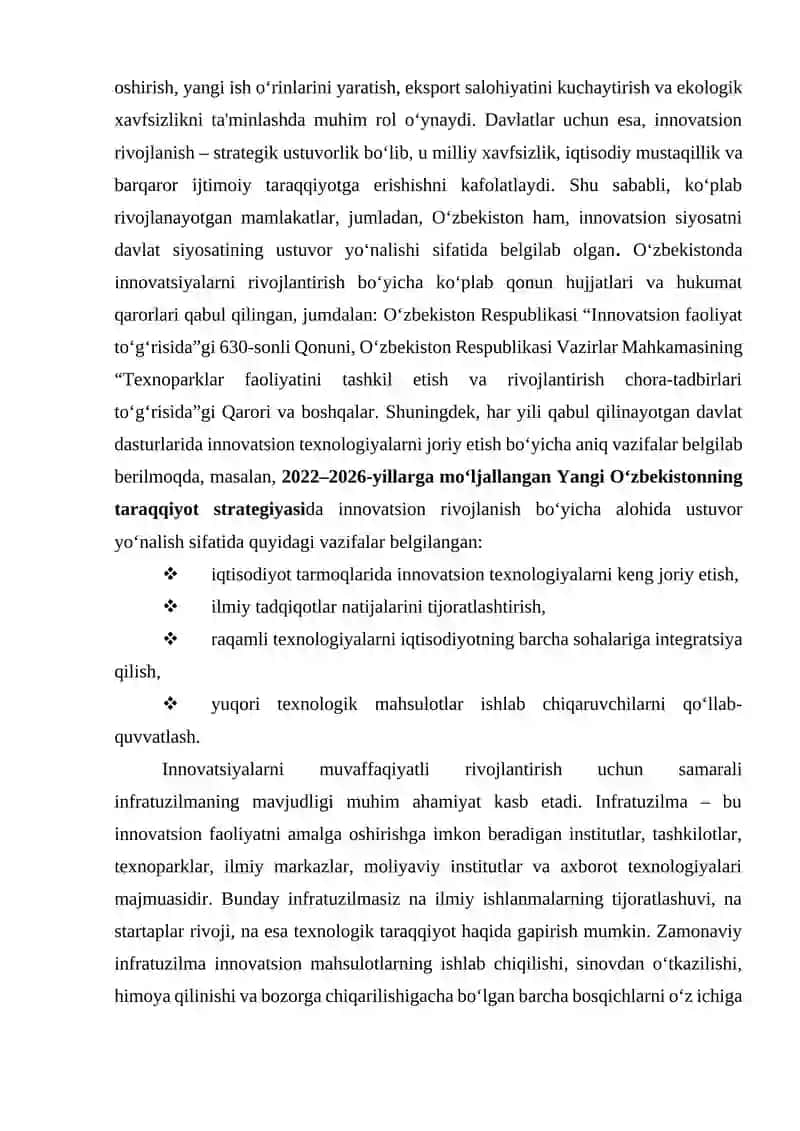 Innovatsiyalar uchun zamonaviy infratuzilma 3