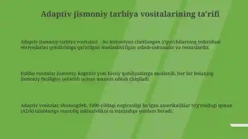 Adaptiv jismoniy tarbiyaning vositalariga tavsif 3