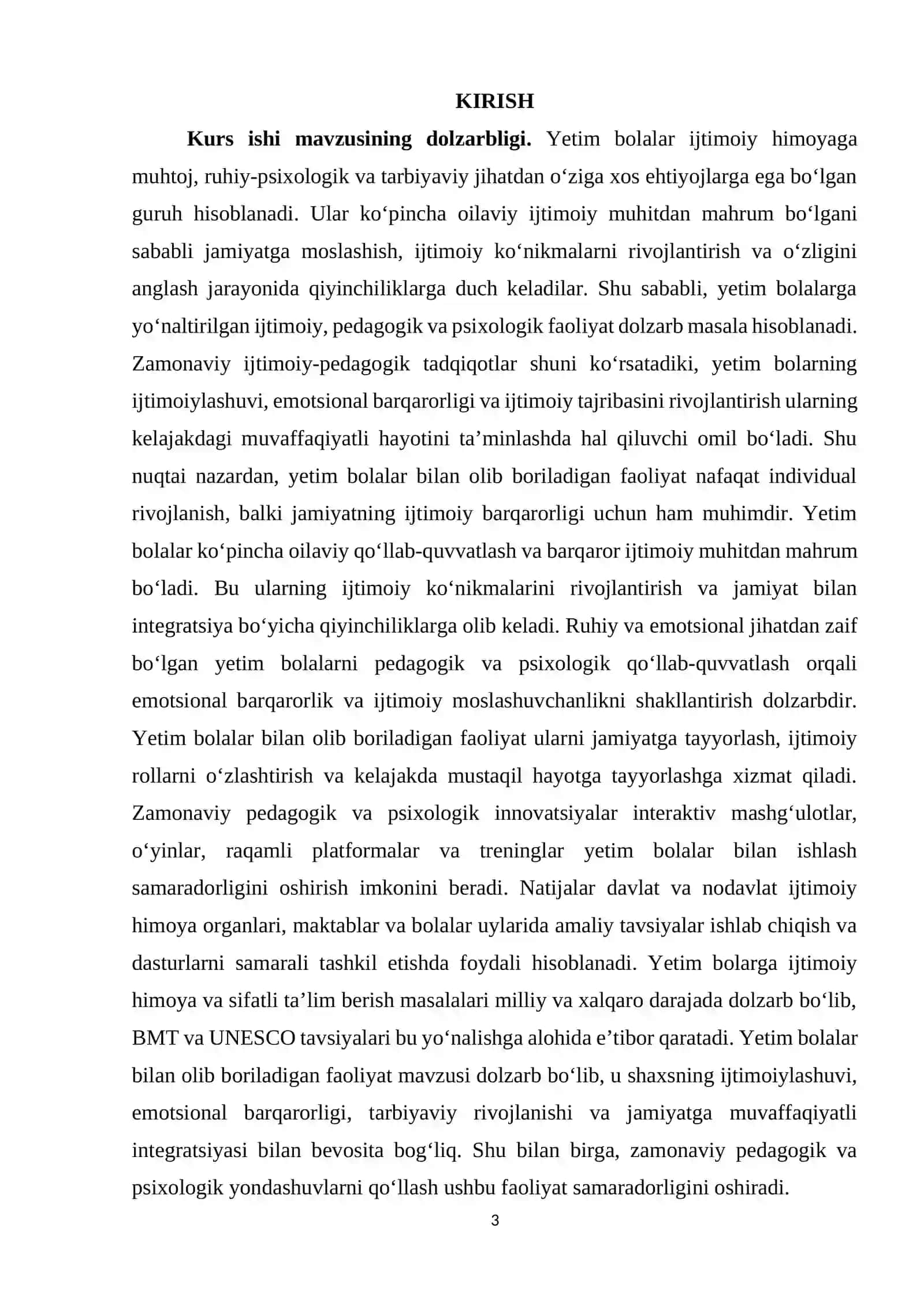 Yetim bolalar bilan olib boriladigan faoliyat 3