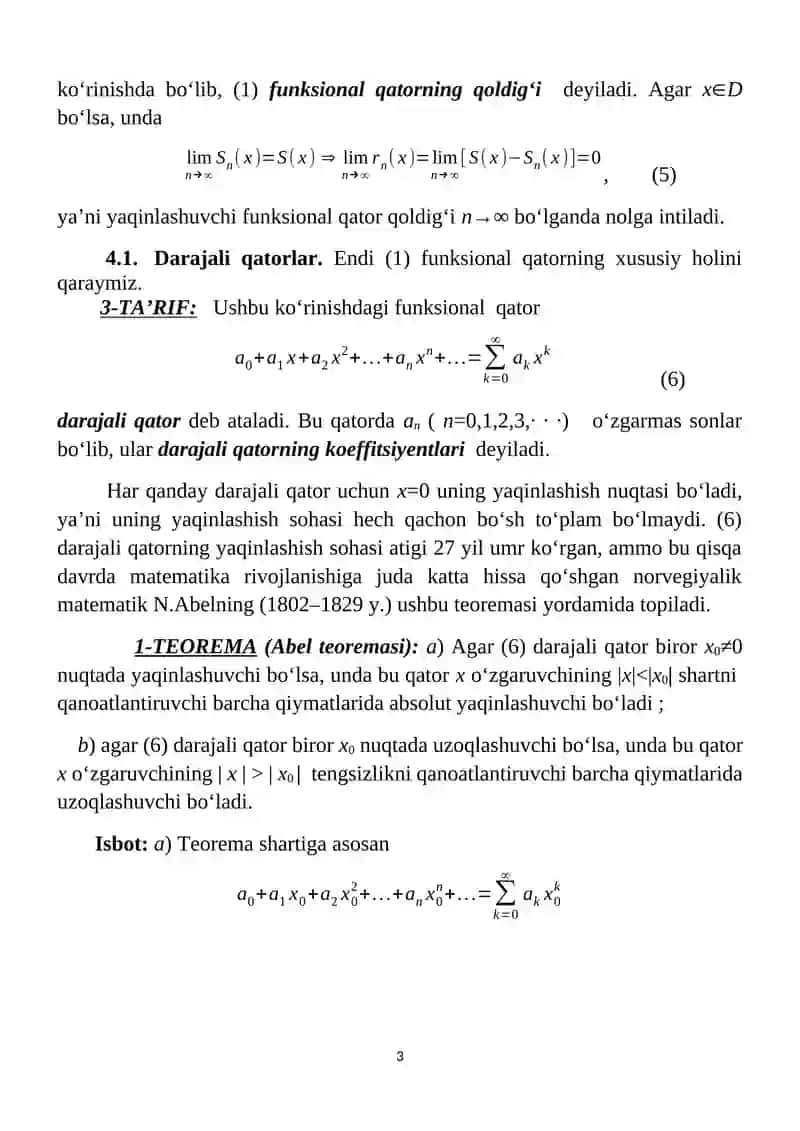 Funksional va DARAJALI QATORLAR 3