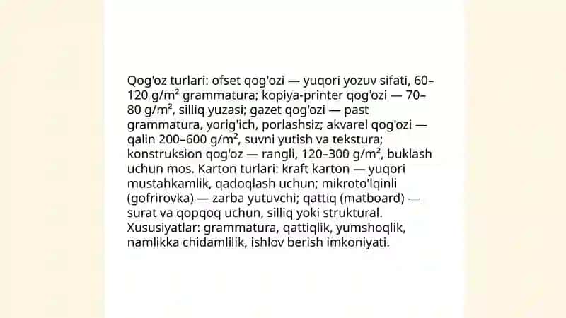 Qoğoz va karton bilan ishlash darslarining mazmuni 3