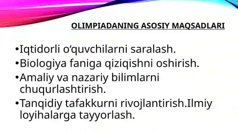 Biologiyadan olimpiada o‘tkazish metodikasi 3