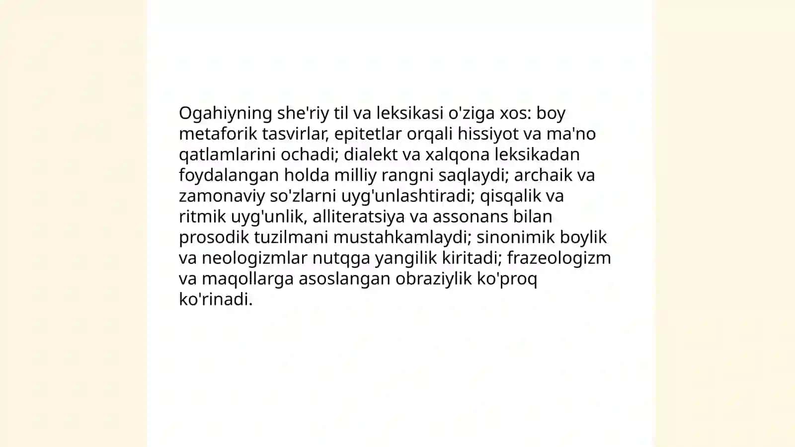 Ogahiyning she'riy til va leksikasi 3