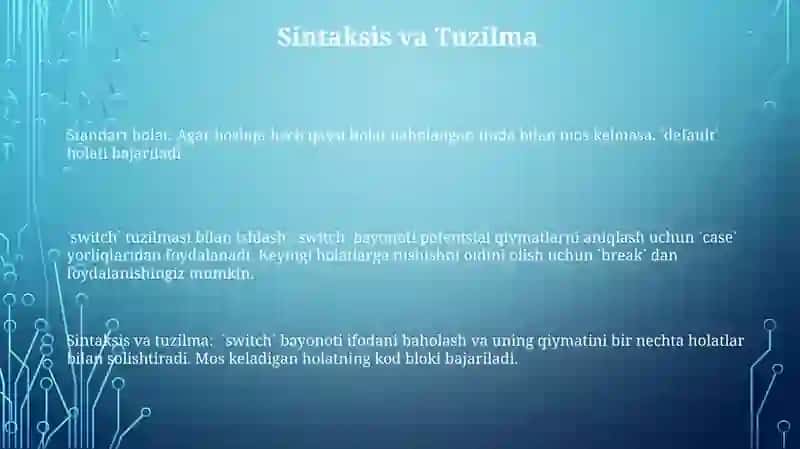 Switch strukturasi bilan ishlash 3