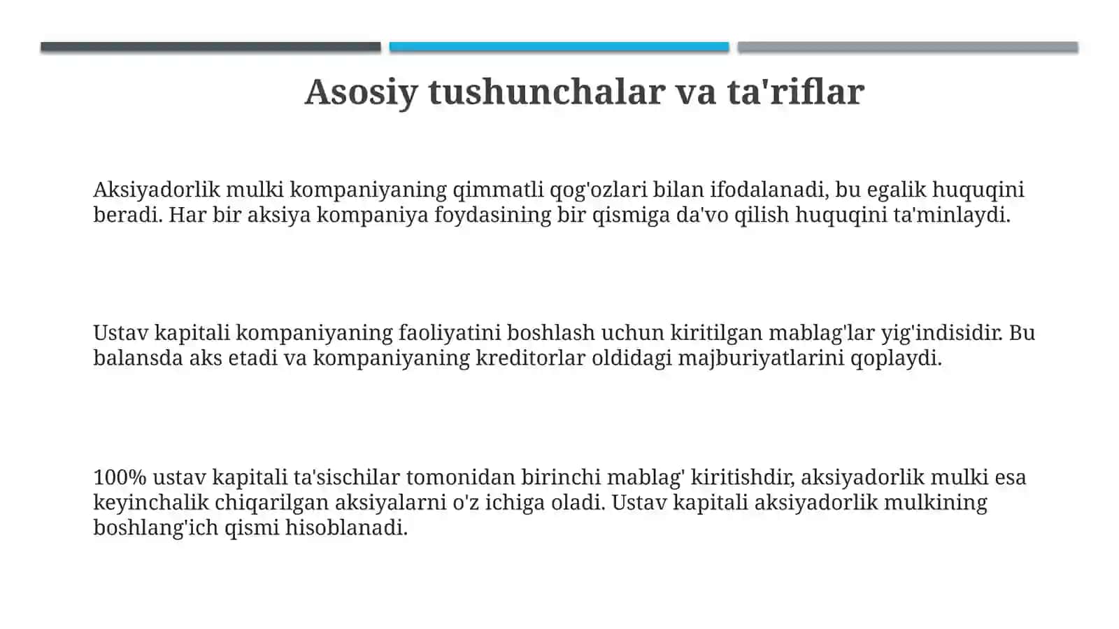 Aksiyadorlik mulki va ustav kapitali 3