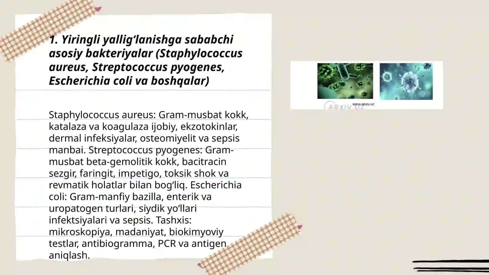 Yiringli yallig‘lanish chaqiruvchiinfeksiyasi qo‘zg‘atuvchilarining xarakteristikasi va tashxis usullari 3