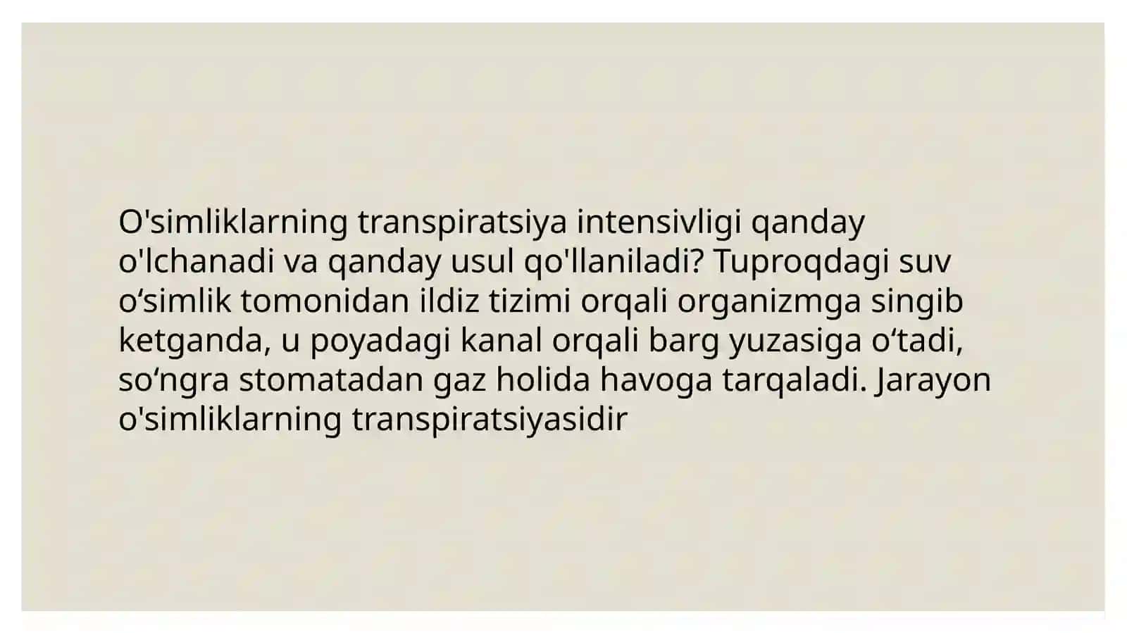 Transpiratsiya va o'simliklar o'sish mexanizmi 3