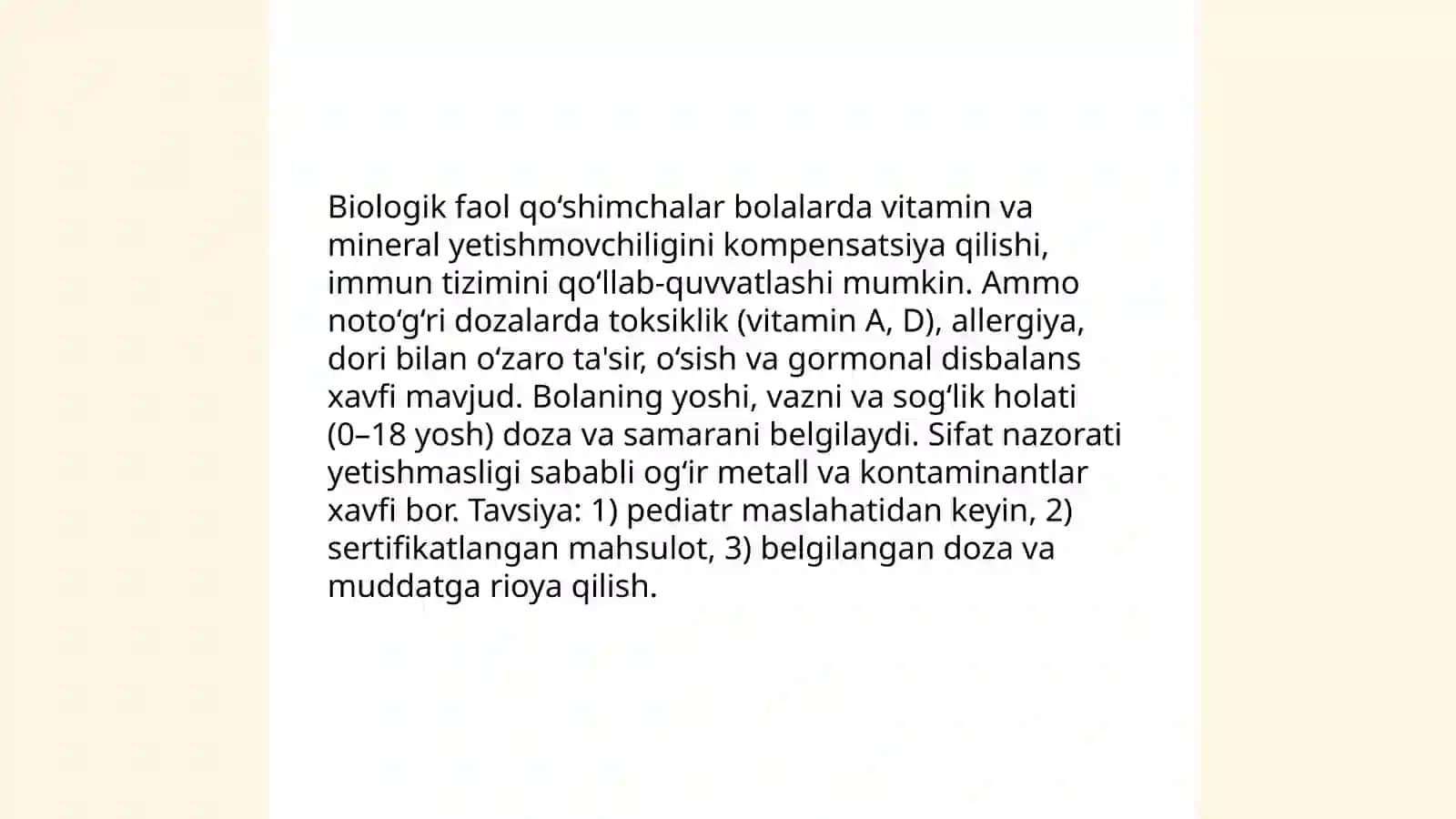 Biologik faol va dorivor moddalarning bola organizmiga ta'siri 3