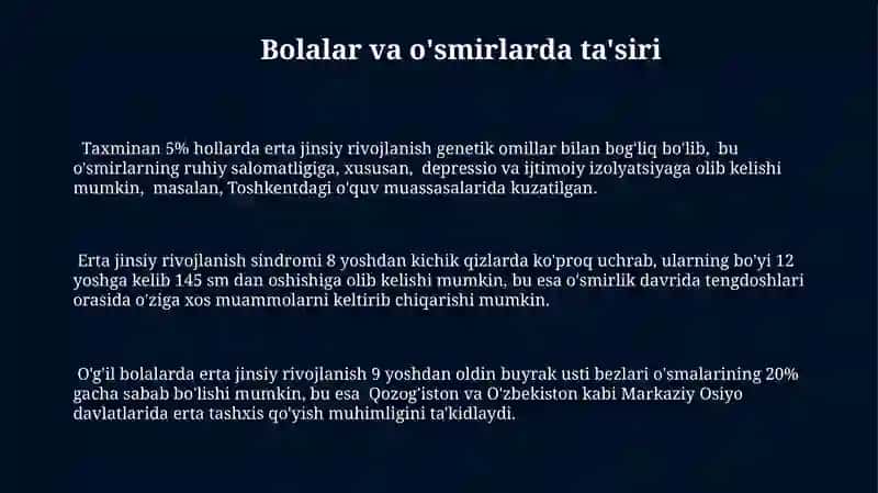 Erta jinsiy rivojlanish sindromi 3