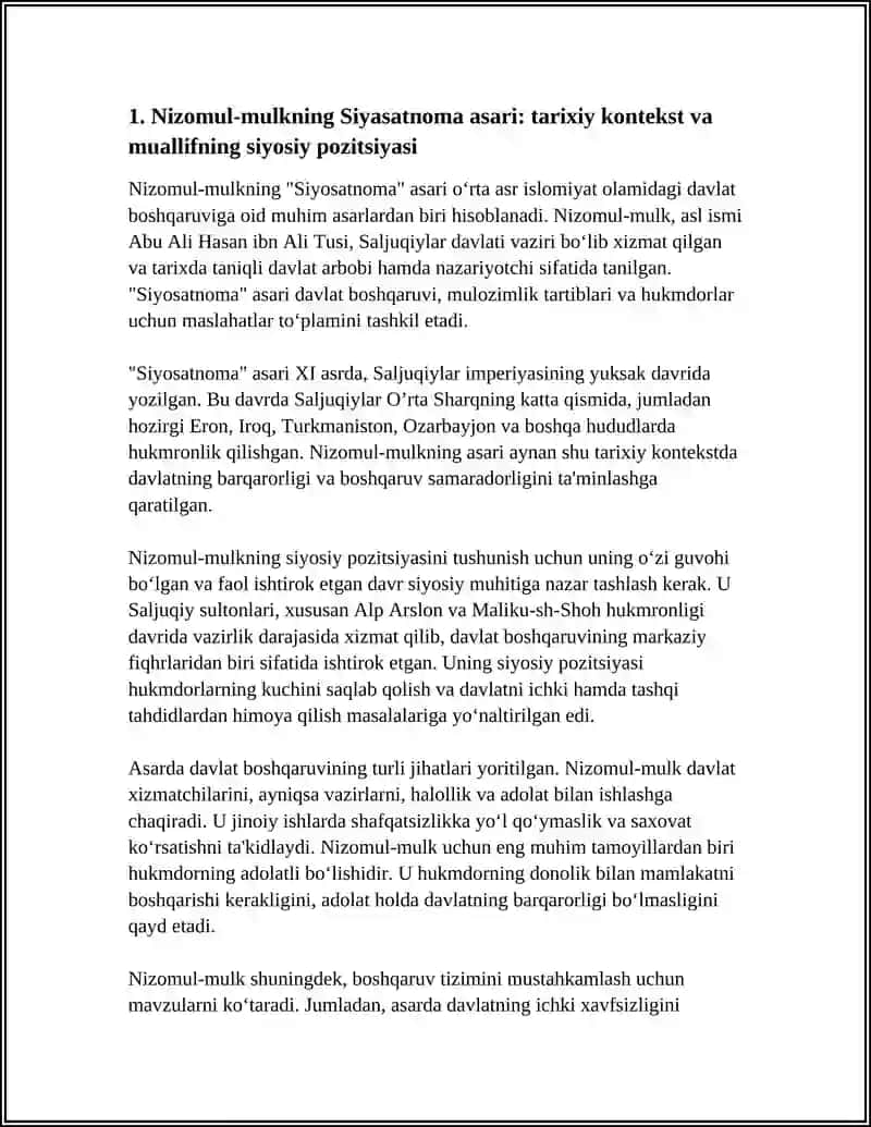 Nizomul‑mulkning Siyasatnoma asri 3