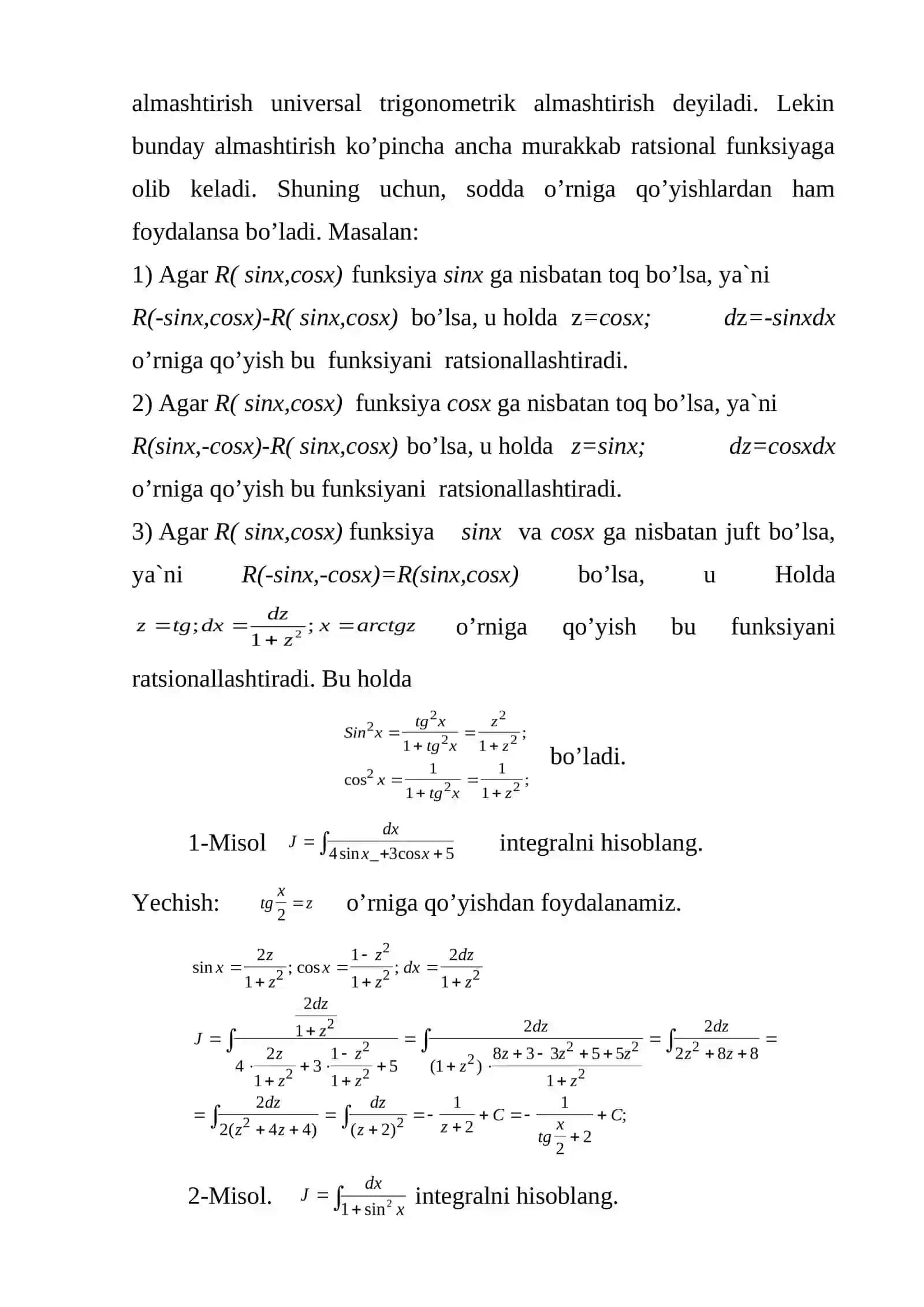 Trigonometrik funksiyalar va ularning xossalari 3