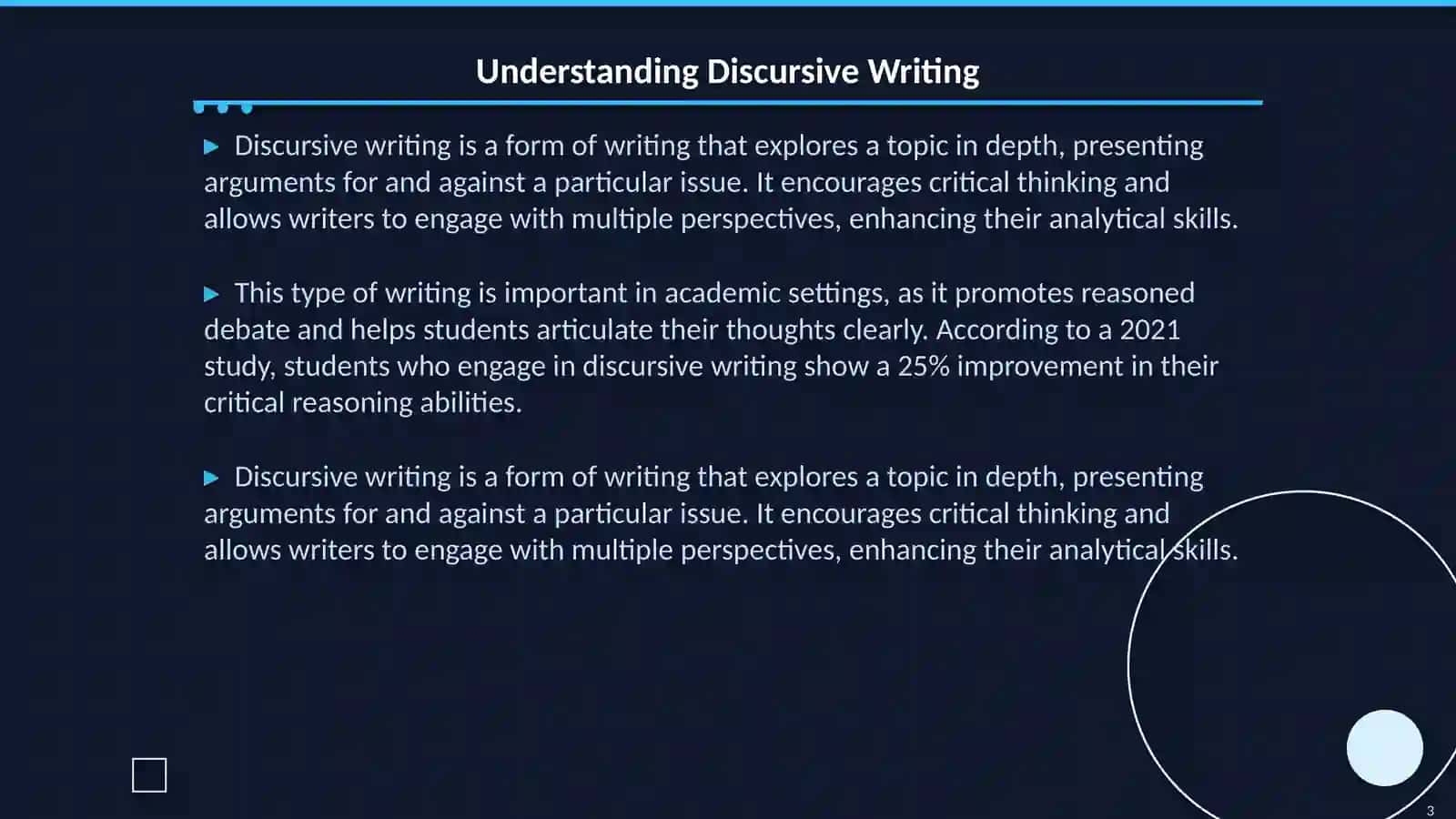 Discursive Writing - Arguing for and Against 3