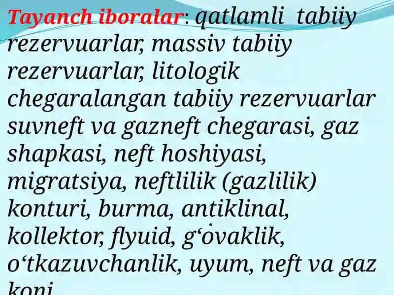 Neft va gaz konlarining kon geologik tavsifi 3