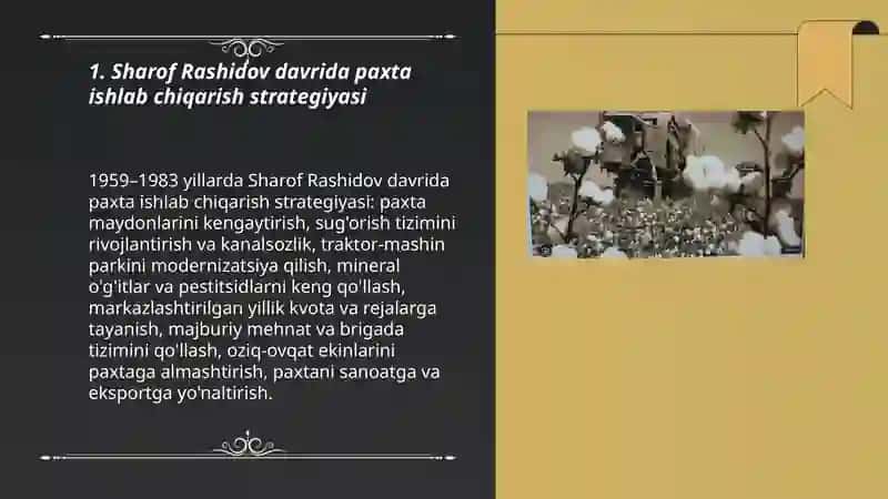 Sharof Rashidov davrida paxta ishi 3