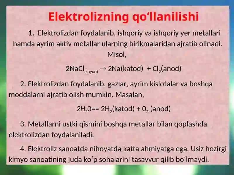 Elektroliz jarayonlari 3