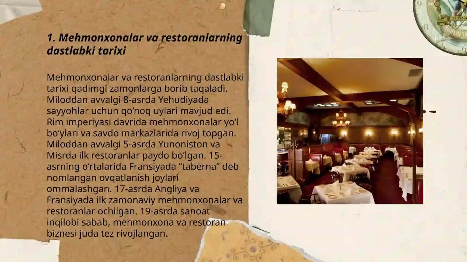 Mehmonhona va restoranning rivojlanish tarixi 3