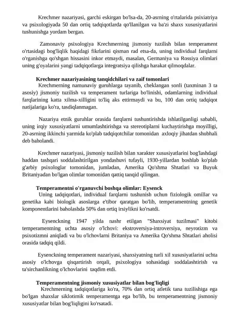 Krechmerning "Temperament" nazariyasi 3