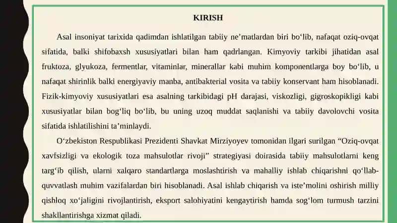 ASAL KIMYOVIY TARKIBI, XOSSALARI VA AHAMIYATI 3