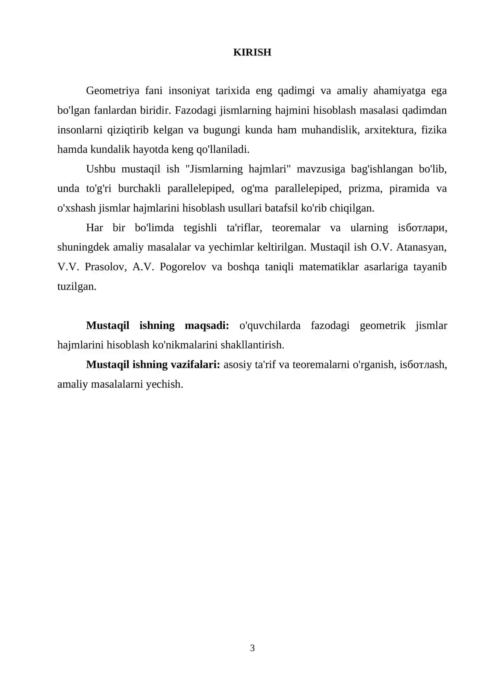 Jismlarning hajmlari 3