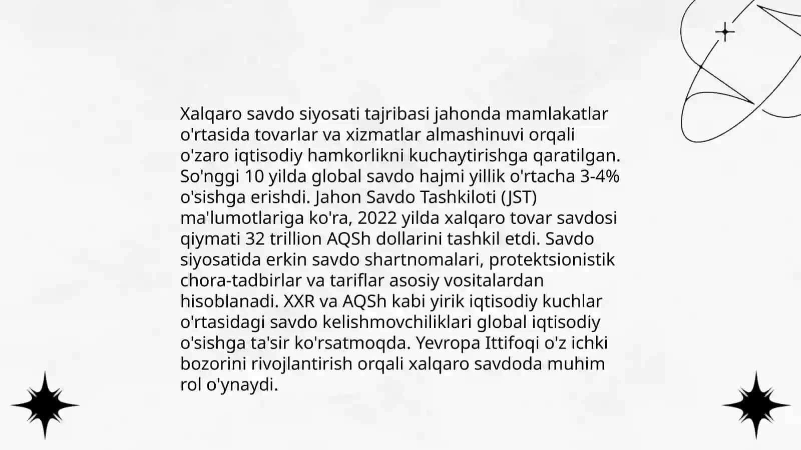 Xalqaro savdo siyosati tajribasi 3