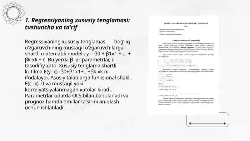 Regressiyaning xususiy tenglamasi 3