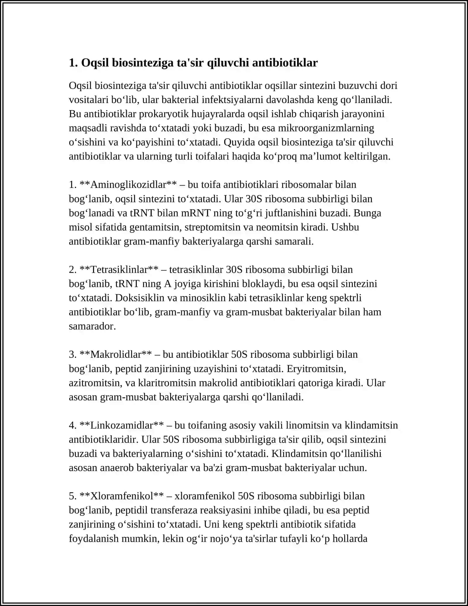Oqsil Biosintezi Inhibatorlari 3