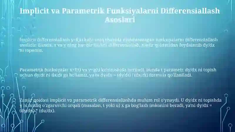 Oshkormas va parametrik funksiyalarni differensiallash 3