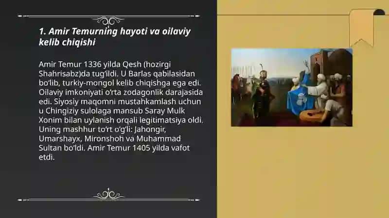Amir Temurning Hayoti va Oilaviy Kelib Chiqishi 3