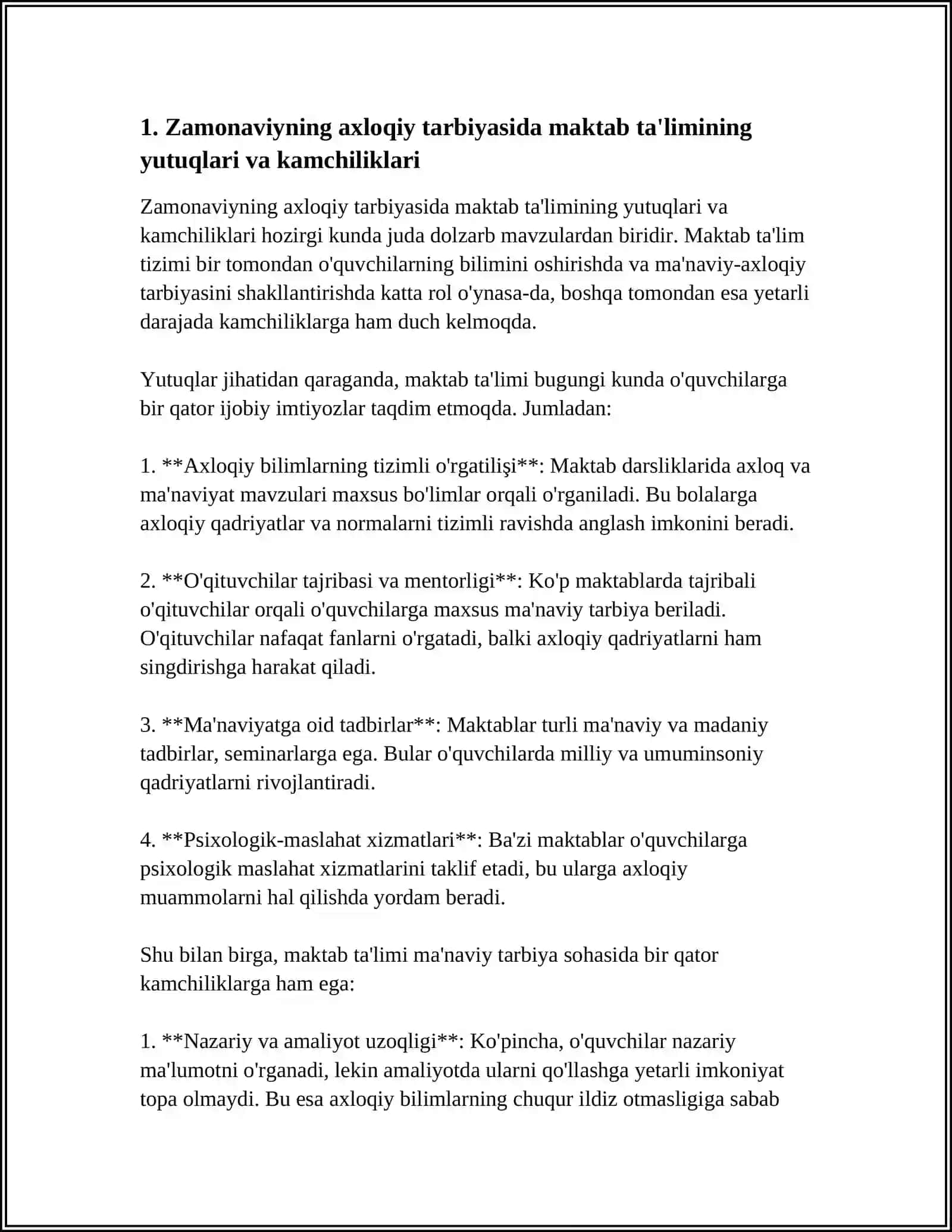 ZAMONAVIY AXLOQIY TARBIYANING YUTUQLARI VA KAMCHILIKLARI 3