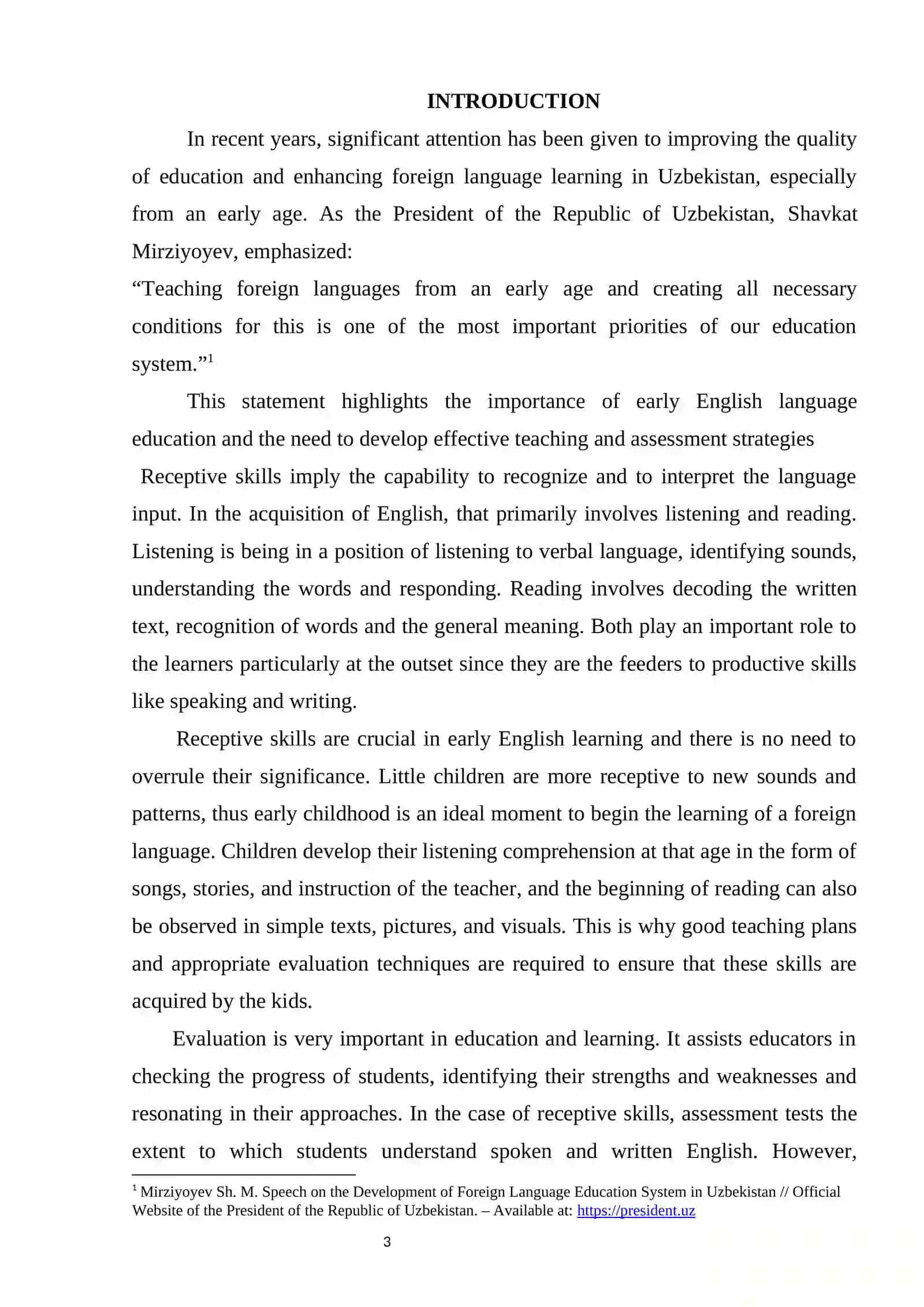 RECEPTIVE SKILLS IN EARLY ENGLISH LANGUAGE EDUCATION 3