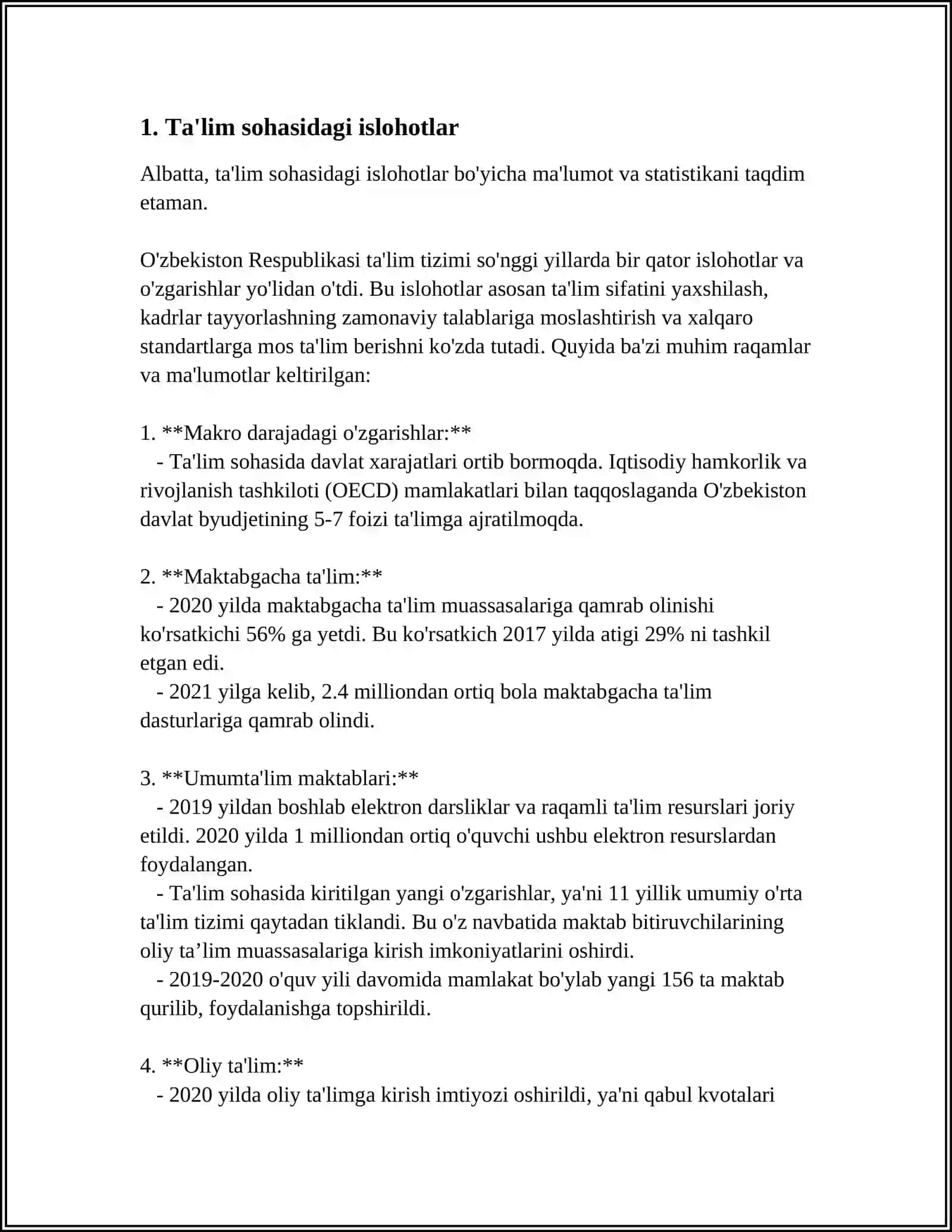 OʻZBEKISTONDA IJTIMOIY SOHADA AMALGA OSHIRILAYOTGAN OʻZGARISHLAR MAZMUN VA MOHIYATI 3
