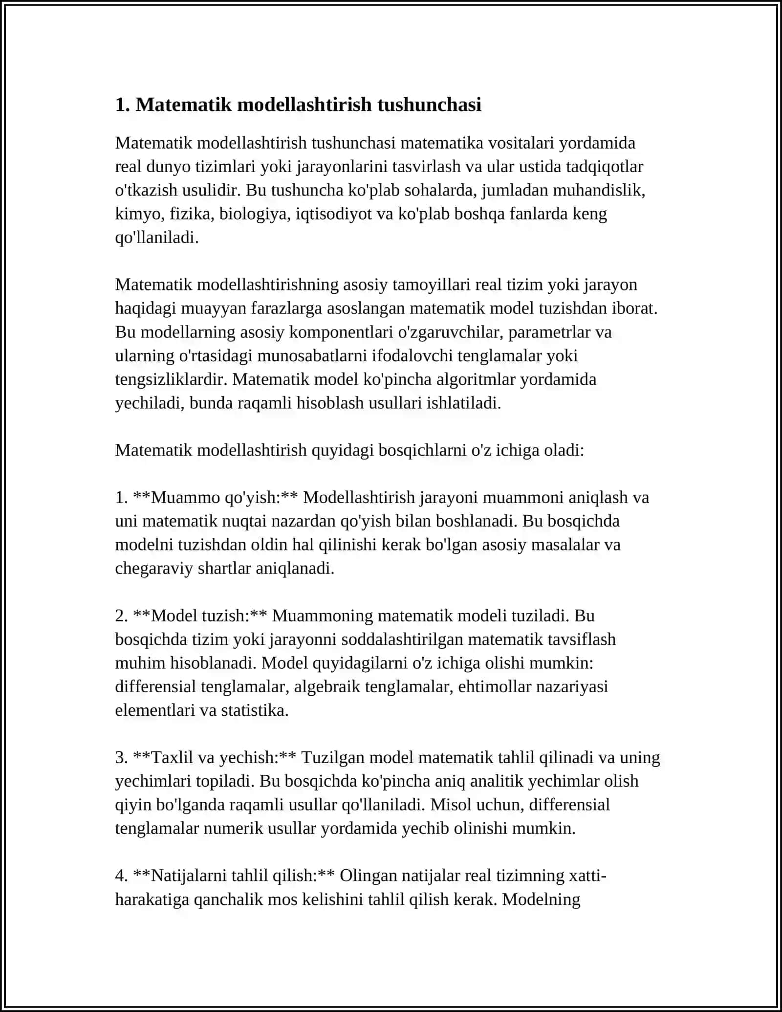 MATEMATIK MODELLASHTIRISH VA UNING ASOSIY BOSQICHLARI 3