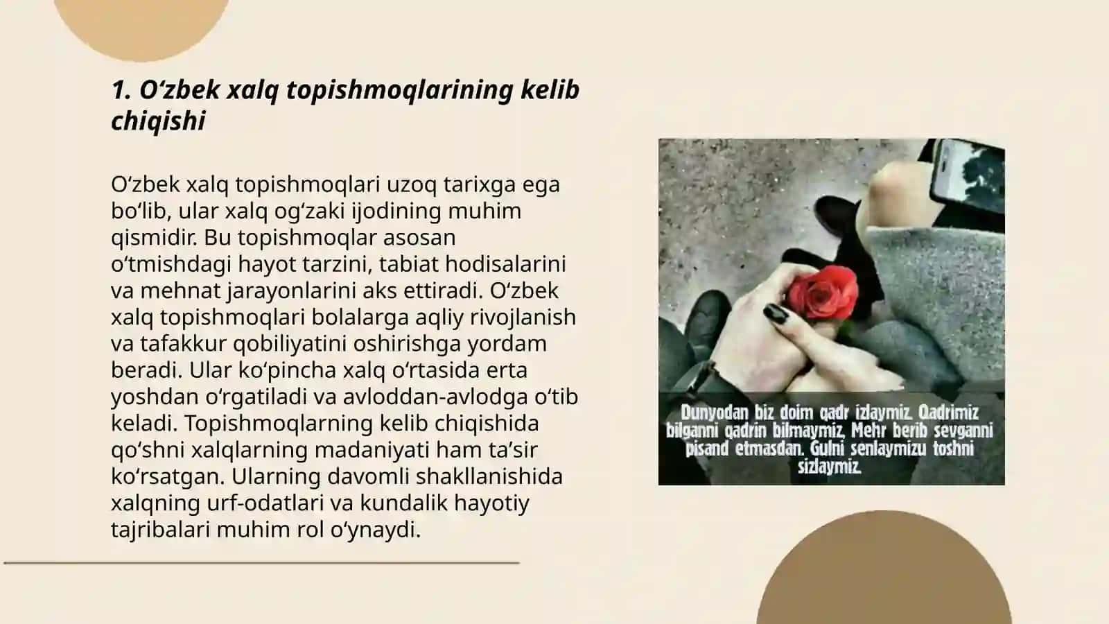 Oʻzbek xalq topishmoqlarini to'plash va mazmunini sharhlab berish 3