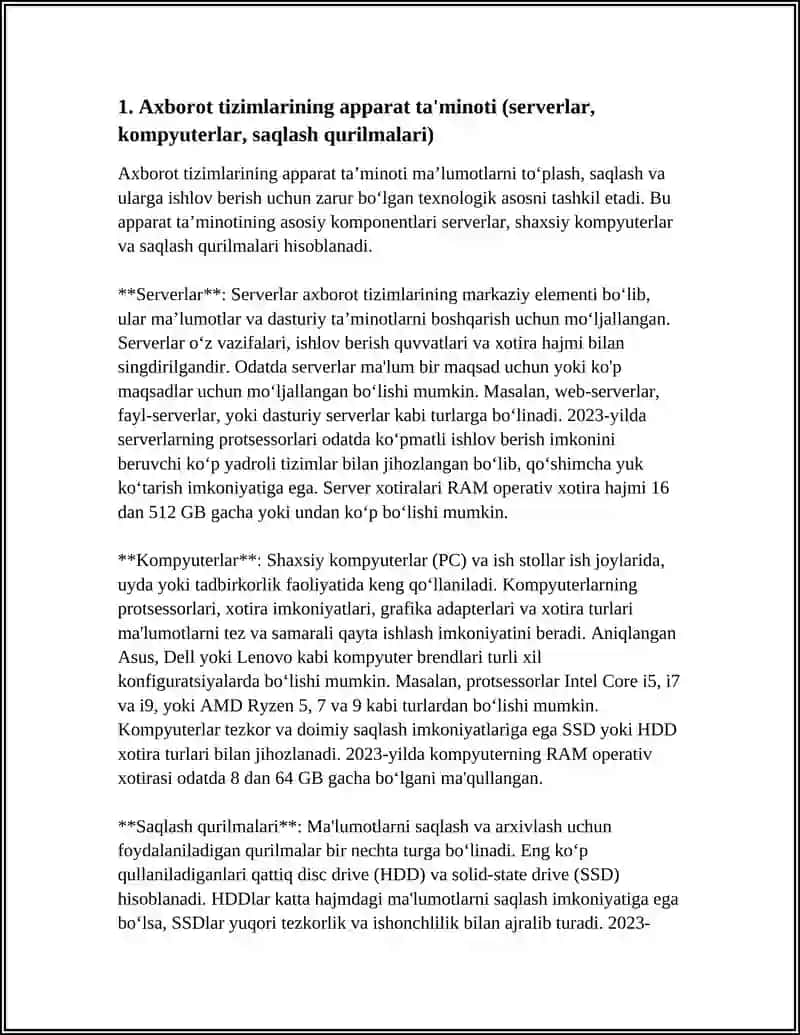 AXBOROT TIZIMLARINI TA’MINLOVCHI TARKIBIY QISMLARI 3