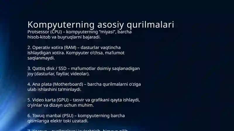 Multimediali kompyuterlar va ularning asosiy va atrof qurilmalari 3