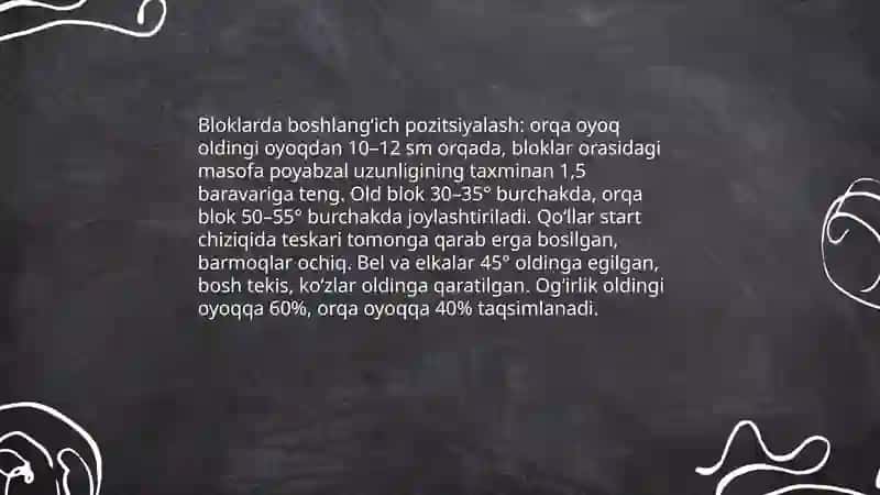 Qisqa masofaga yugurish texnikasi 3