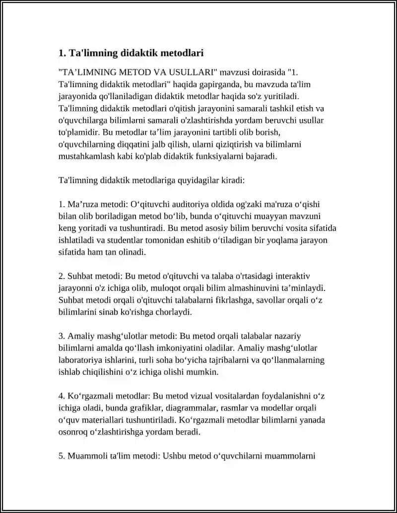 TAʼLIMNING METOD VA USULLARI 3