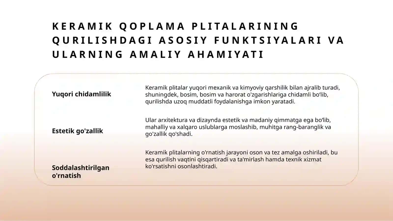 Keramik qoplama plitalarini qo'llanilishi 3