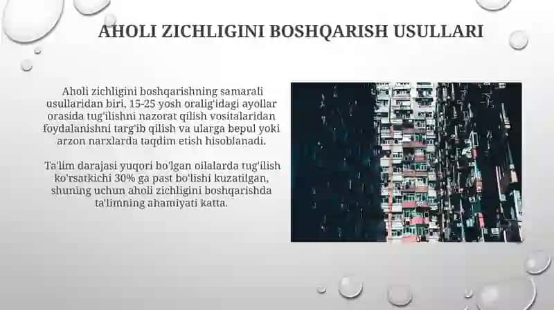 Aholi zichligini boshqarish usullari 3