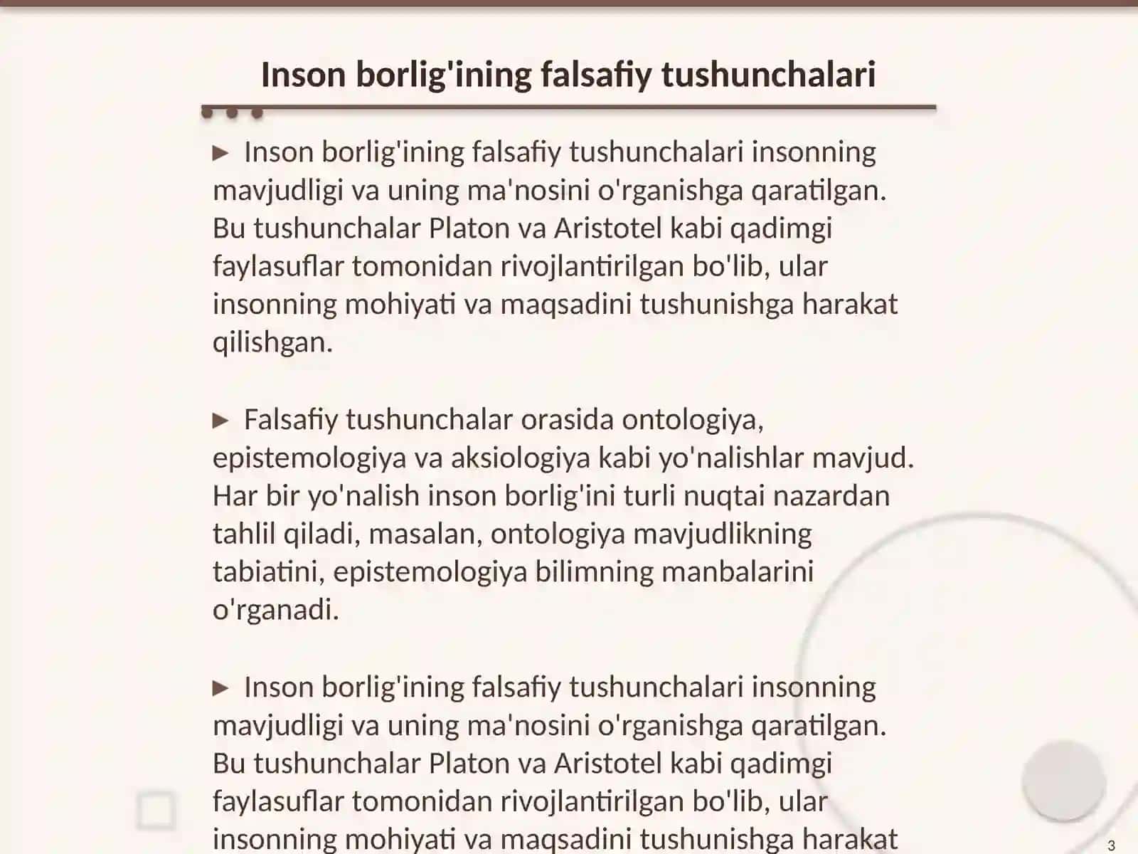 Inson borlig'iga oid kategoriyalar (tushunchalar) 3
