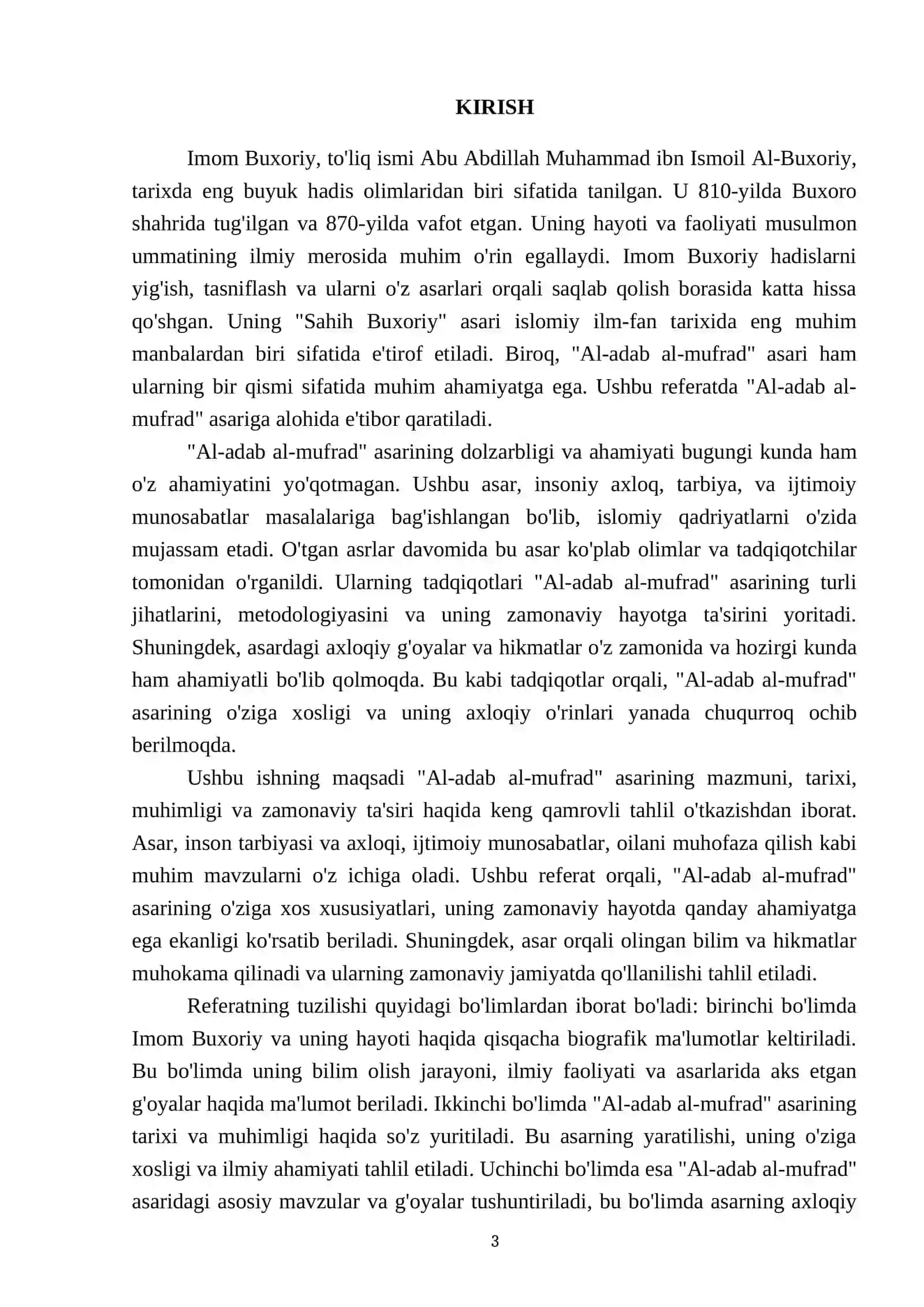 Imom Buxoriyning "Al-adab al-mufrad" 3